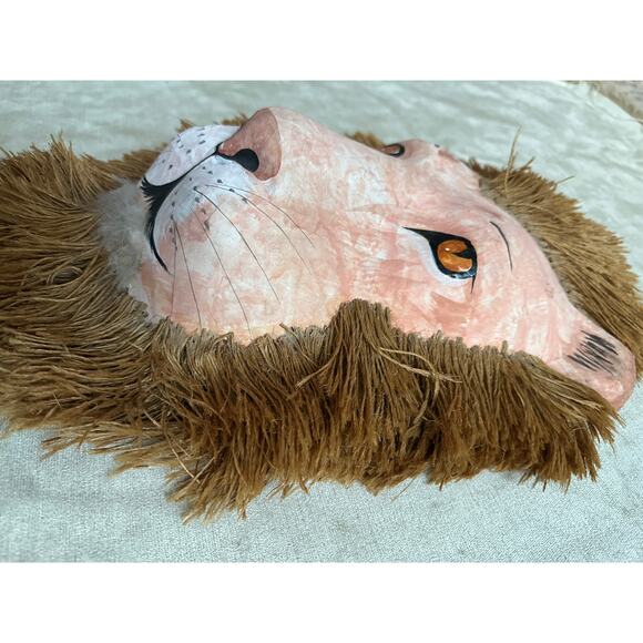 Vintage paper mache Lion head Wall Hanging Mask decor 16x11” animal nursery - Picture 9 of 9